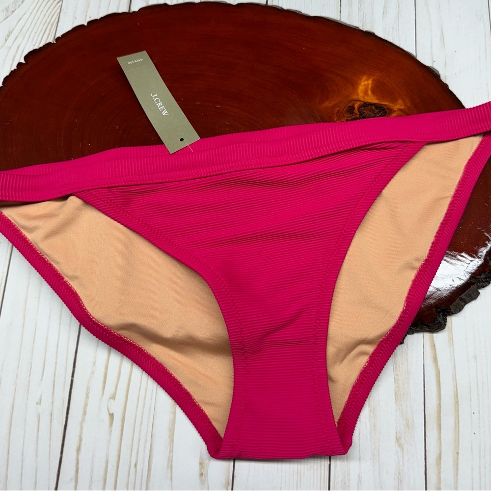 J. Crew Ribbed Trim Hipster Full Coverage Bikini Bottom Swimwear Size Medium